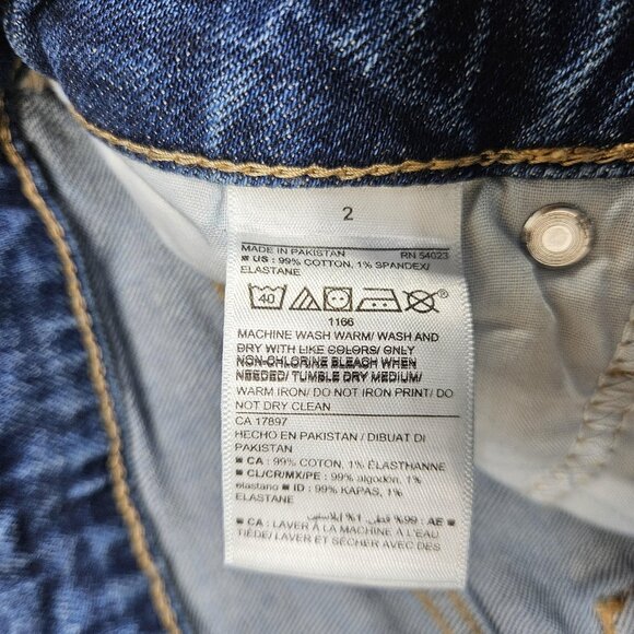 Old Navy Jeans Womens 2 Blue O.G. Straight High Rise Distressed Denim Jeans - Picture 5 of 10